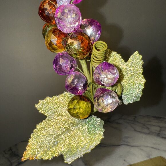 4 NEW Vintage Faceted Acrylic Grapes Cluster Red Purple Pink Ombré Sugared Leaf - Picture 10 of 11